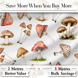 Watercolor Woodland Mushroom Botanical Seamless Pattern Digital Print Fabric by the Metre UK Sewing Quilting Textile