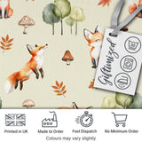 Watercolor Woodland Fox Mushroom Autumn Seamless Pattern on Beige Background Digital Print Fabric by the Metre UK Sewing Quilting Textile