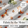 Watercolor Woodland Fox Mushroom Autumn   on Light Grey Background Digital Print Fabric by the Metre UK Sewing Quilting Textile