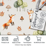 Watercolor Woodland Fox Mushroom Autumn   on Light Grey Background Digital Print Fabric by the Metre UK Sewing Quilting Textile