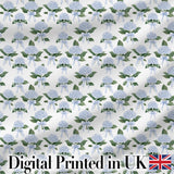 Blue Hydrangea Bouquet Ribbon Floral Seamless Pattern Digital Print Fabric by the Metre UK Sewing Quilting Textile