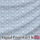 Vintage Blue Rose Stripe Floral Seamless Pattern Digital Print Fabric by the Metre UK Sewing Quilting Textile
