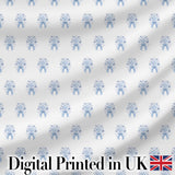 Blue Rose Bow Tossed Floral Seamless Pattern Digital Print Fabric by the Metre UK Sewing Quilting Textile