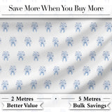 Blue Rose Bow Tossed Floral Seamless Pattern Digital Print Fabric by the Metre UK Sewing Quilting Textile