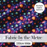 Colorful Cartoon Planets Galaxy Purple Space Seamless Pattern Fun Cosmic Digital Print Fabric by the Metre UK Sewing Quilting Textile