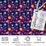 Colorful Cartoon Planets Galaxy Purple Space Seamless Pattern Fun Cosmic Digital Print Fabric by the Metre UK Sewing Quilting Textile