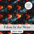 Abstract Cosmic Paint Splash Orange Blue Space Seamless Pattern Dark Digital Print Fabric by the Metre UK Sewing Quilting Textile