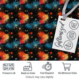 Abstract Cosmic Paint Splash Orange Blue Space Seamless Pattern Dark Digital Print Fabric by the Metre UK Sewing Quilting Textile