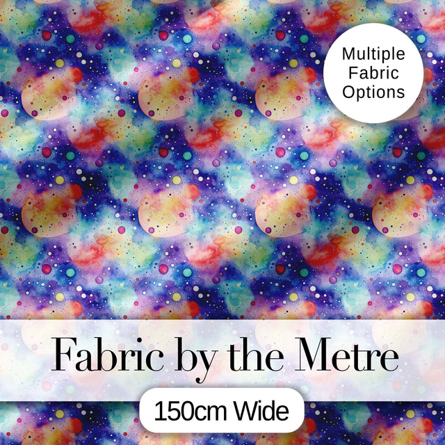 Pastel Watercolor Galaxy Space Clouds Seamless Pattern Soft Cosmic Digital Print Fabric by the Metre UK Sewing Quilting Textile