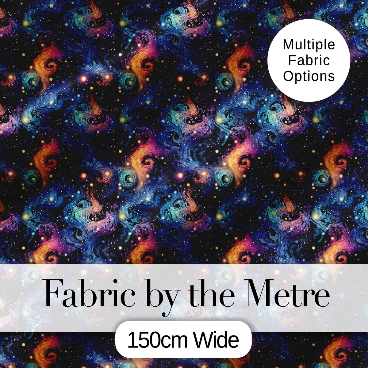 Swirling Colorful Galaxy Abstract Space Seamless Pattern Vibrant Digital Print Fabric by the Metre UK Sewing Quilting Textile