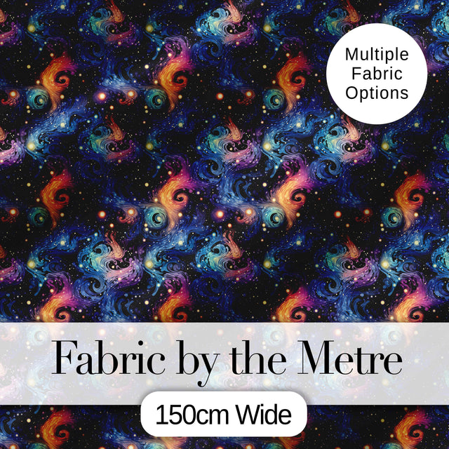 Swirling Colorful Galaxy Abstract Space Seamless Pattern Vibrant Digital Print Fabric by the Metre UK Sewing Quilting Textile