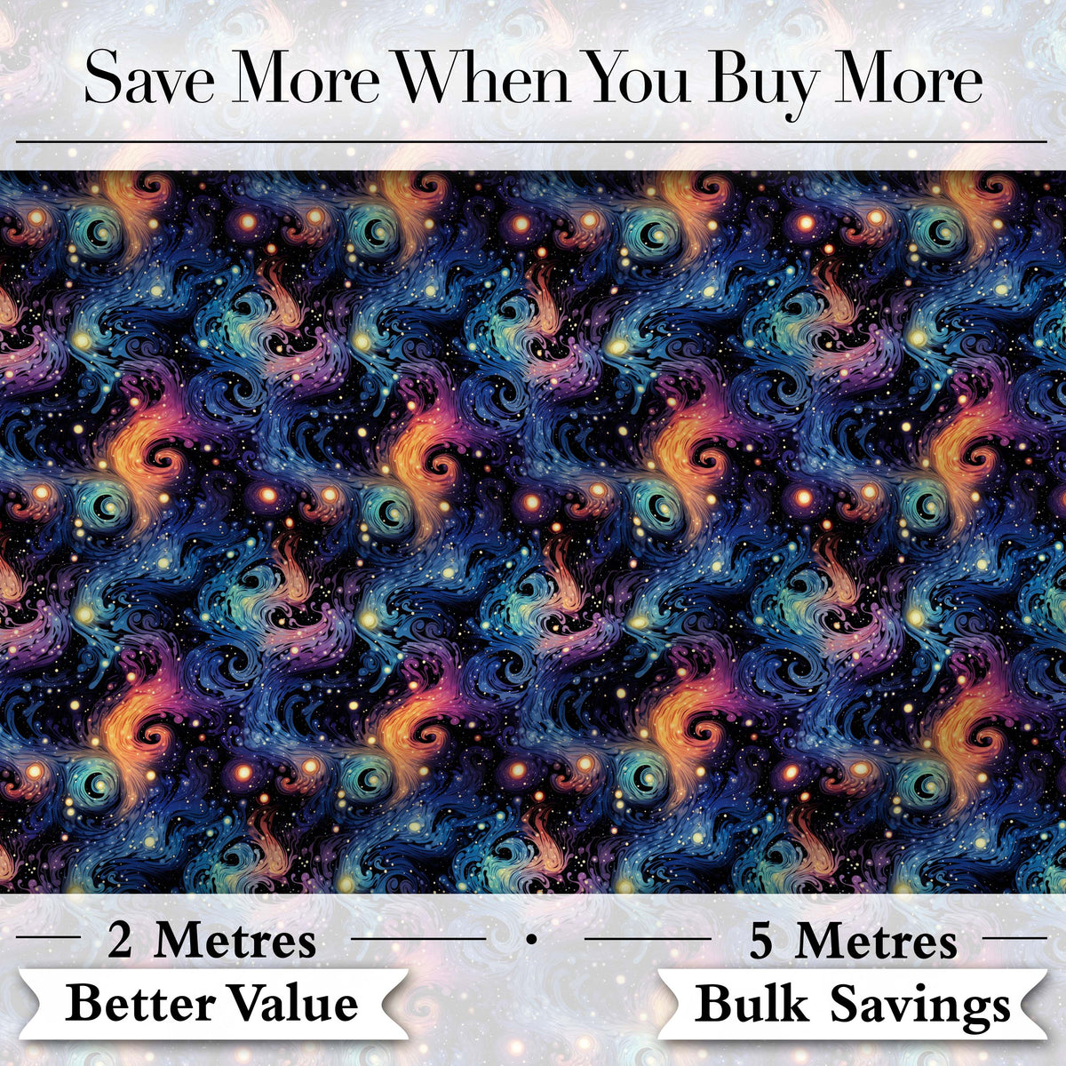Swirling Colorful Galaxy Abstract Space Seamless Pattern Vibrant Digital Print Fabric by the Metre UK Sewing Quilting Textile