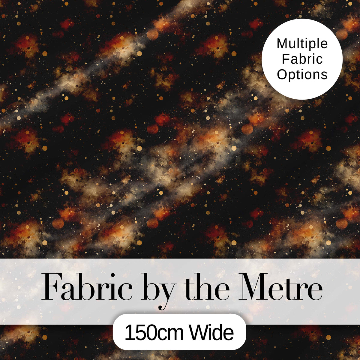 Dark Brown Gold Nebula Galaxy Space Seamless Pattern Moody Cosmic Digital Print Fabric by the Metre UK Sewing Quilting Textile