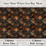 Dark Brown Gold Nebula Galaxy Space Seamless Pattern Moody Cosmic Digital Print Fabric by the Metre UK Sewing Quilting Textile