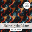 Abstract Flowing Orange Blue Cosmic Space Seamless Pattern Artistic Digital Print Fabric by the Metre UK Sewing Quilting Textile