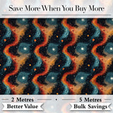 Abstract Flowing Orange Blue Cosmic Space Seamless Pattern Artistic Digital Print Fabric by the Metre UK Sewing Quilting Textile