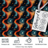Abstract Flowing Orange Blue Cosmic Space Seamless Pattern Artistic Digital Print Fabric by the Metre UK Sewing Quilting Textile