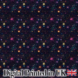 Neon Galaxy Swirl Dots Cosmic Space Seamless Pattern Night Sky Digital Print Fabric by the Metre UK Sewing Quilting Textile