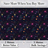 Neon Galaxy Swirl Dots Cosmic Space Seamless Pattern Night Sky Digital Print Fabric by the Metre UK Sewing Quilting Textile