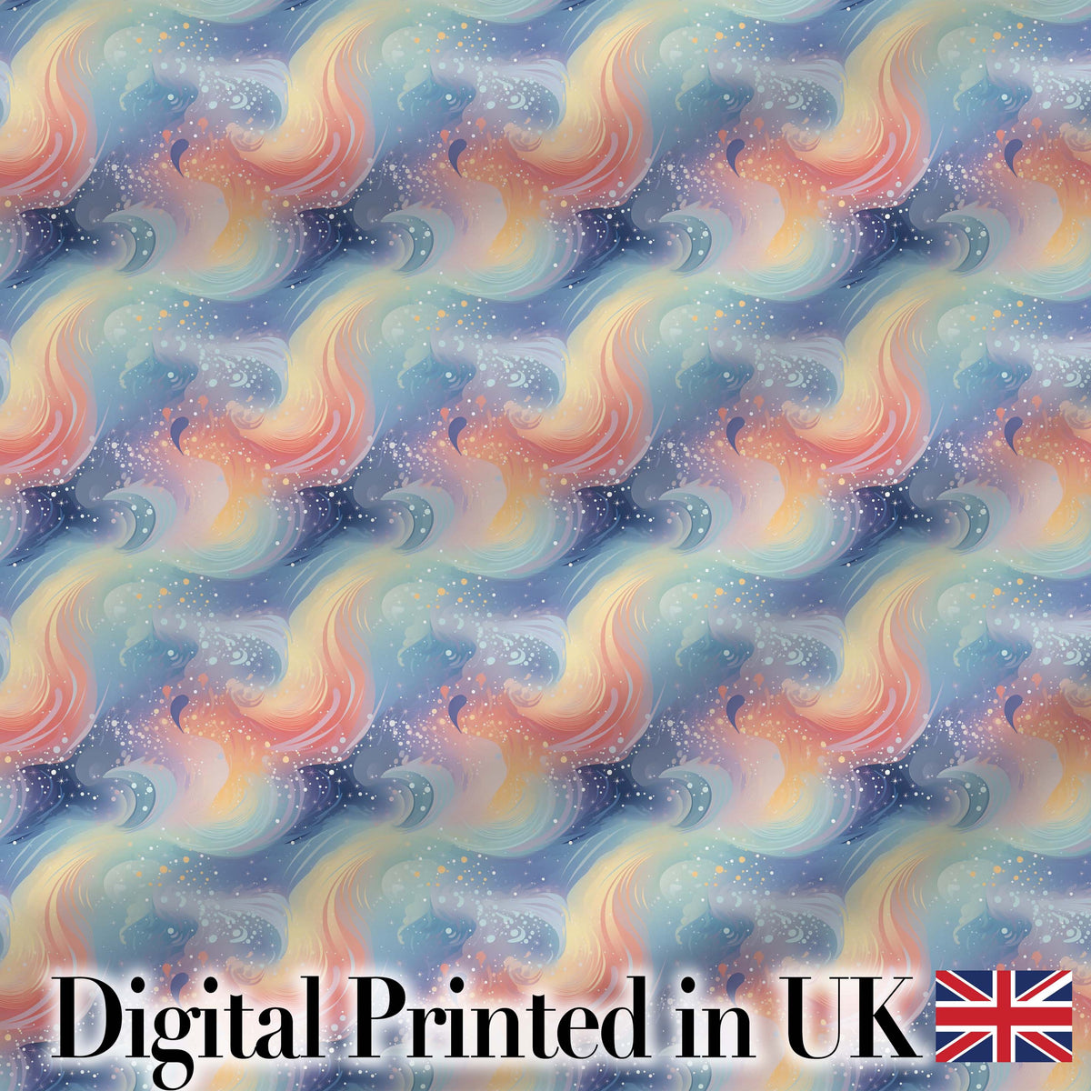 Soft Pastel Swirl Galaxy Space Seamless Pattern Dreamy Cosmic Digital Print Fabric by the Metre UK Sewing Quilting Textile