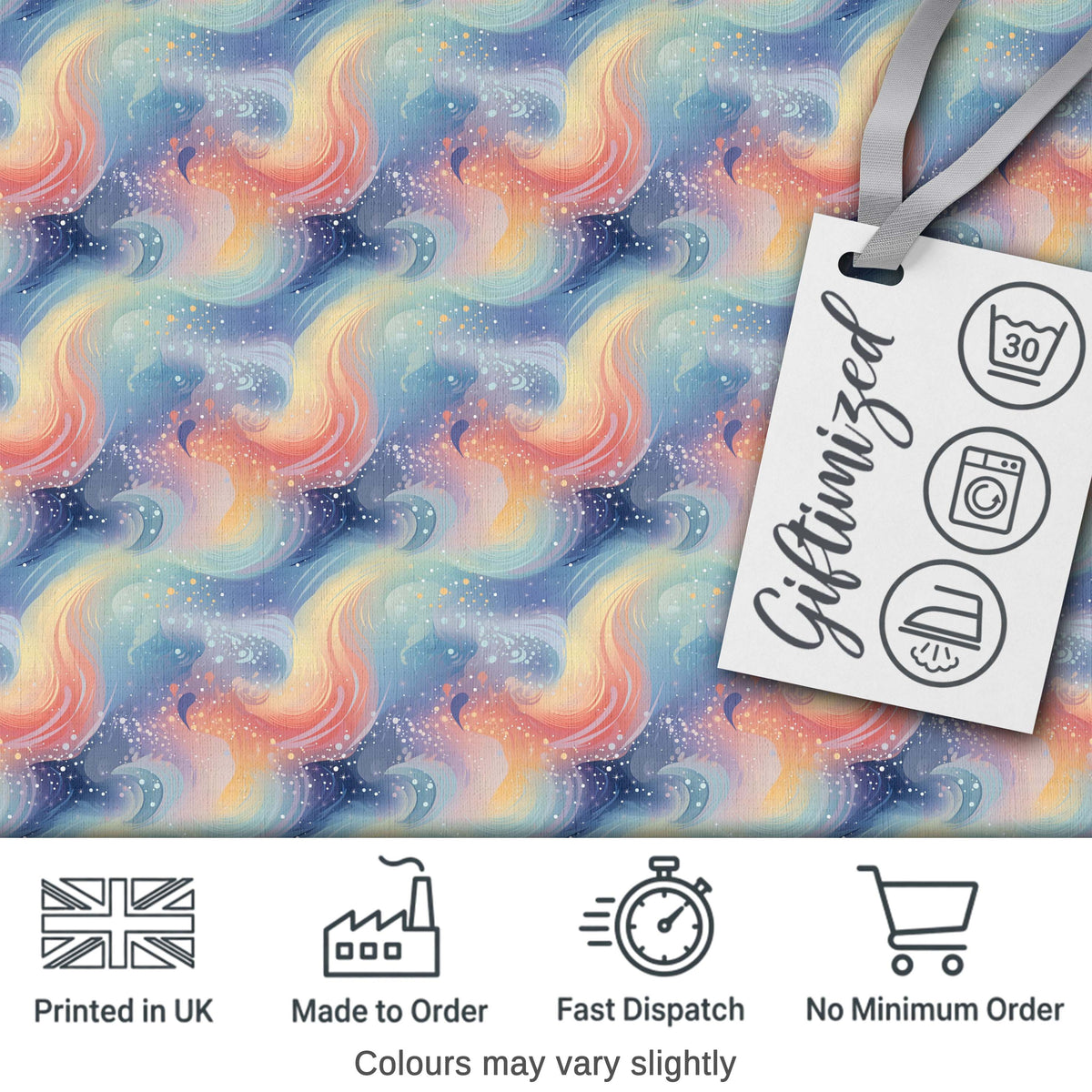 Soft Pastel Swirl Galaxy Space Seamless Pattern Dreamy Cosmic Digital Print Fabric by the Metre UK Sewing Quilting Textile