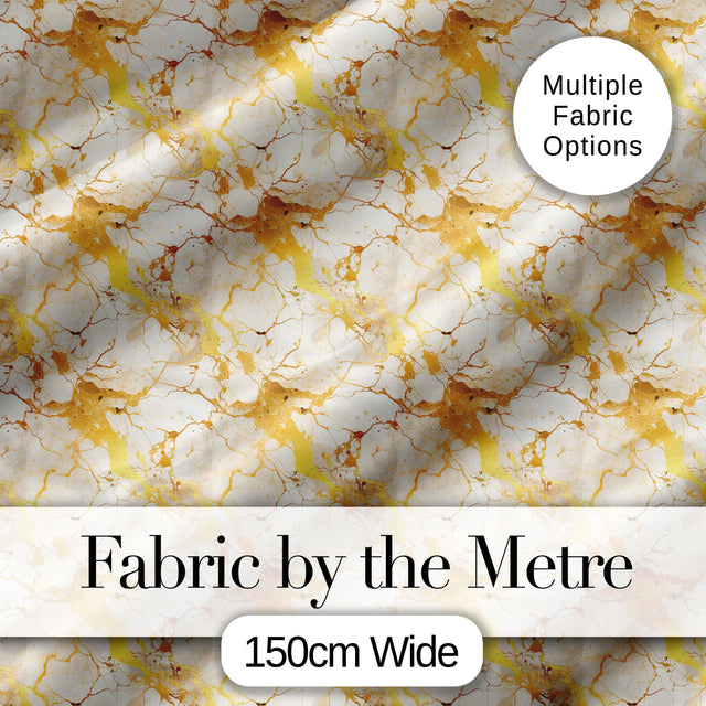 White Gold Floral Marble Abstract Seamless Pattern Luxury Texture Digital Print Fabric by the Metre UK Sewing Quilting Textile