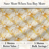 White Gold Floral Marble Abstract Seamless Pattern Luxury Texture Digital Print Fabric by the Metre UK Sewing Quilting Textile
