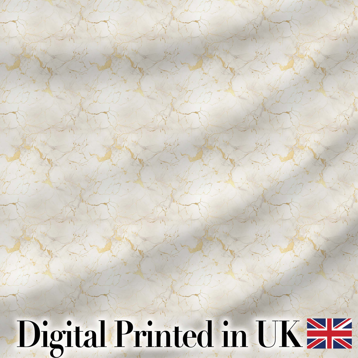 Luxurious White Marble with Gold Veins Seamless Pattern Digital Print Fabric by the Metre UK Sewing Quilting Textile