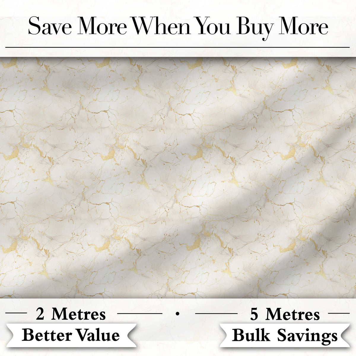 Luxurious White Marble with Gold Veins Seamless Pattern Digital Print Fabric by the Metre UK Sewing Quilting Textile