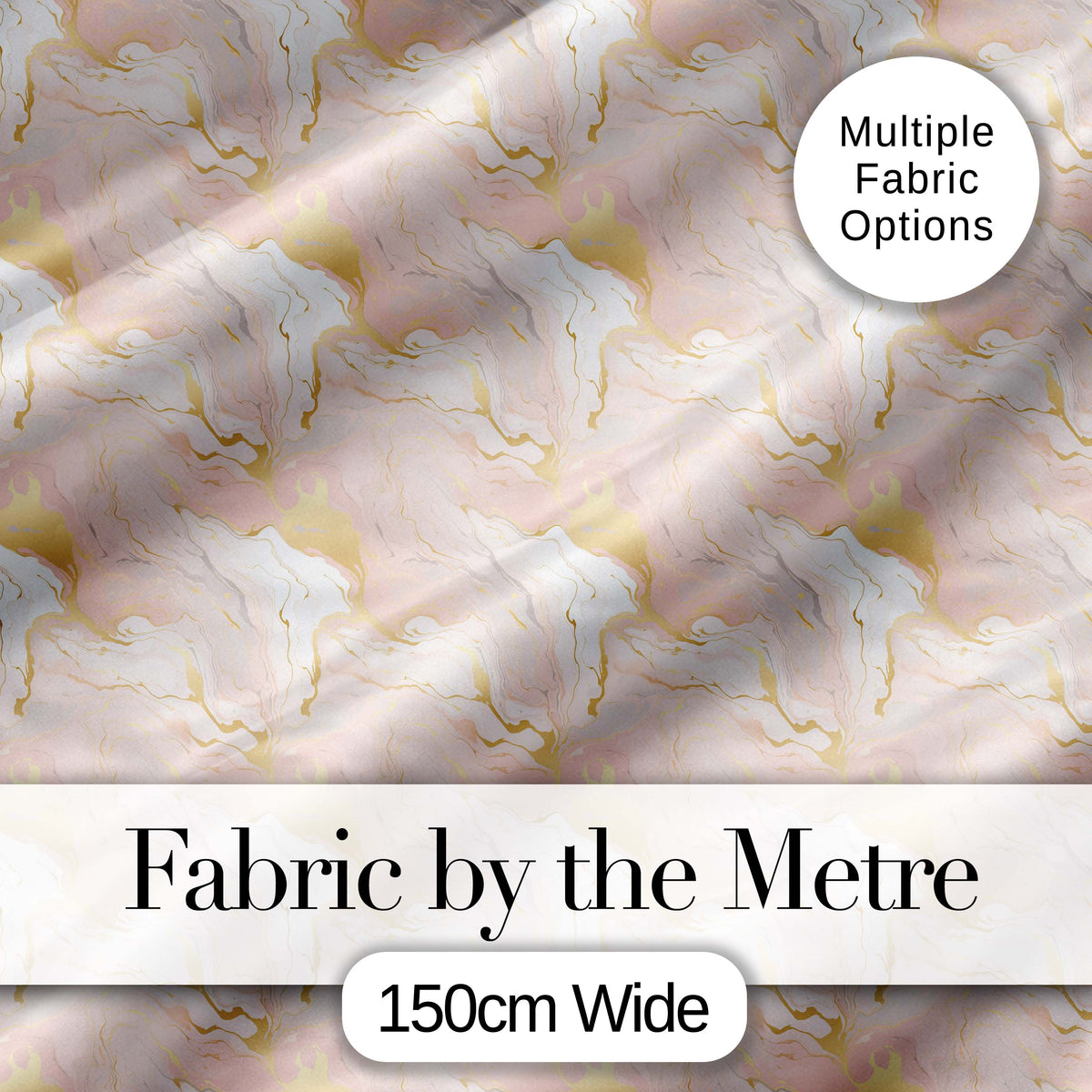 Elegant White Marble with Gold Veining Seamless Pattern Digital Print Fabric by the Metre UK Sewing Quilting Textile