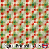 Watercolour Green Check Plaid Brushstroke Seamless Pattern Digital Print Fabric by the Metre UK Sewing Quilting Textile