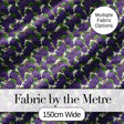 Rich Purple Grapes with Green Leaves on Black Seamless Pattern Digital Print Fabric by the Metre UK Sewing Quilting Textile