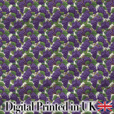 Rich Purple Grapes with Green Leaves on Black Seamless Pattern Digital Print Fabric by the Metre UK Sewing Quilting Textile