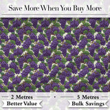 Rich Purple Grapes with Green Leaves on Black Seamless Pattern Digital Print Fabric by the Metre UK Sewing Quilting Textile
