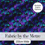 Teal Leaves and Purple Grapes Decorative Seamless Pattern Digital Print Fabric by the Metre UK Sewing Quilting Textile