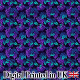Teal Leaves and Purple Grapes Decorative Seamless Pattern Digital Print Fabric by the Metre UK Sewing Quilting Textile