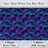 Teal Leaves and Purple Grapes Decorative Seamless Pattern Digital Print Fabric by the Metre UK Sewing Quilting Textile