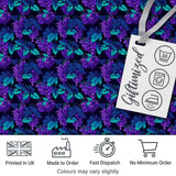 Teal Leaves and Purple Grapes Decorative Seamless Pattern Digital Print Fabric by the Metre UK Sewing Quilting Textile