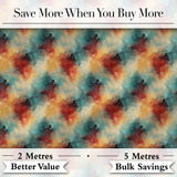 Abstract Watercolour Burst in Teal Orange and Red Seamless Pattern Digital Print Fabric by the Metre UK Sewing Quilting Textile
