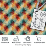Abstract Watercolour Burst in Teal Orange and Red Seamless Pattern Digital Print Fabric by the Metre UK Sewing Quilting Textile