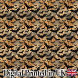 Vintage Halloween Bats in Autumn Leaves   Moody Orange and Black Gothic Design Digital Print Fabric by the Metre UK Sewing Quilting Textile