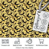 Ornate Gothic Bats with Floral Swirls on Golden Background Halloween   Digital Print Fabric by the Metre UK Sewing Quilting Textile