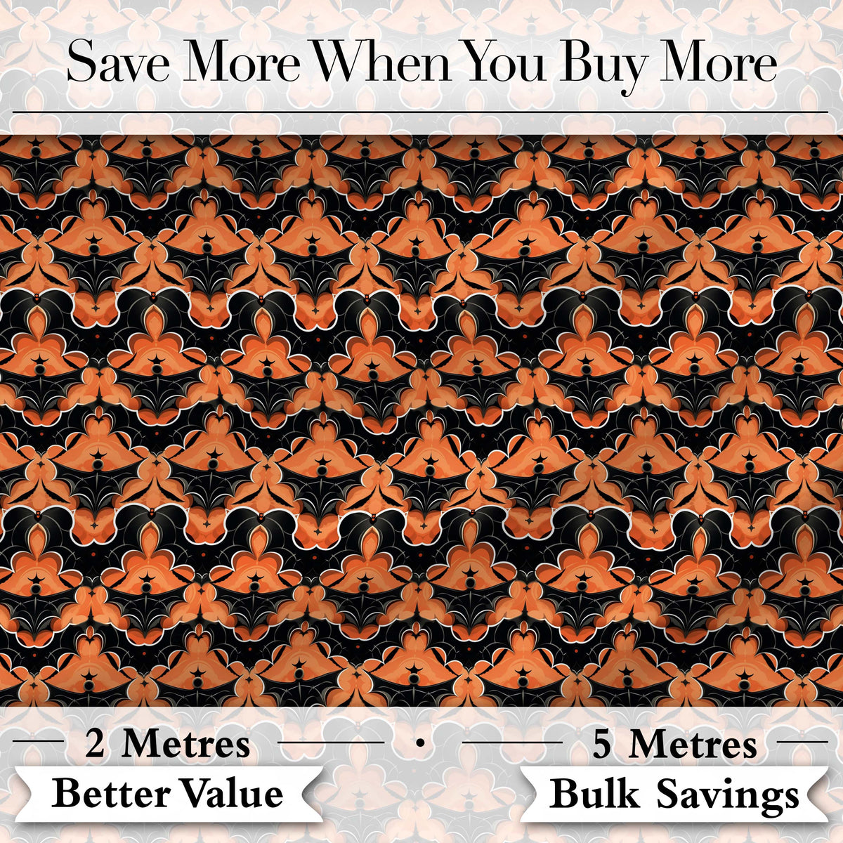 Bold Geometric Bat Motif in Orange and Black Repeating Halloween   Digital Print Fabric by the Metre UK Sewing Quilting Textile