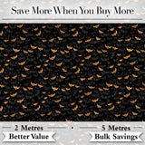 Cute Cartoon Bats and Stars on Black Background Fun Halloween Seamless Pattern Digital Print Fabric by the Metre UK Sewing Quilting Textile