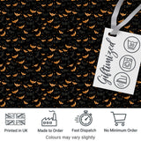 Cute Cartoon Bats and Stars on Black Background Fun Halloween Seamless Pattern Digital Print Fabric by the Metre UK Sewing Quilting Textile