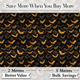 Elegant Gold and Black Bats with Decorative Night Sky Halloween Seamless  Digital Print Fabric by the Metre UK Sewing Quilting Textile