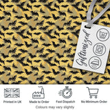 Classic Bats in Yellow Cloudy Sky Vintage Halloween Seamless Pattern Digital Print Fabric by the Metre UK Sewing Quilting Textile