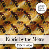 Detailed Honey Bees on Golden Background Nature Inspired Seamless Pattern Digital Print Fabric by the Metre UK Sewing Quilting Textile