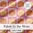 Cute Pumpkin Faces on Soft Pink Background Halloween Seamless Pattern Digital Print Fabric by the Metre UK Sewing Quilting Textile