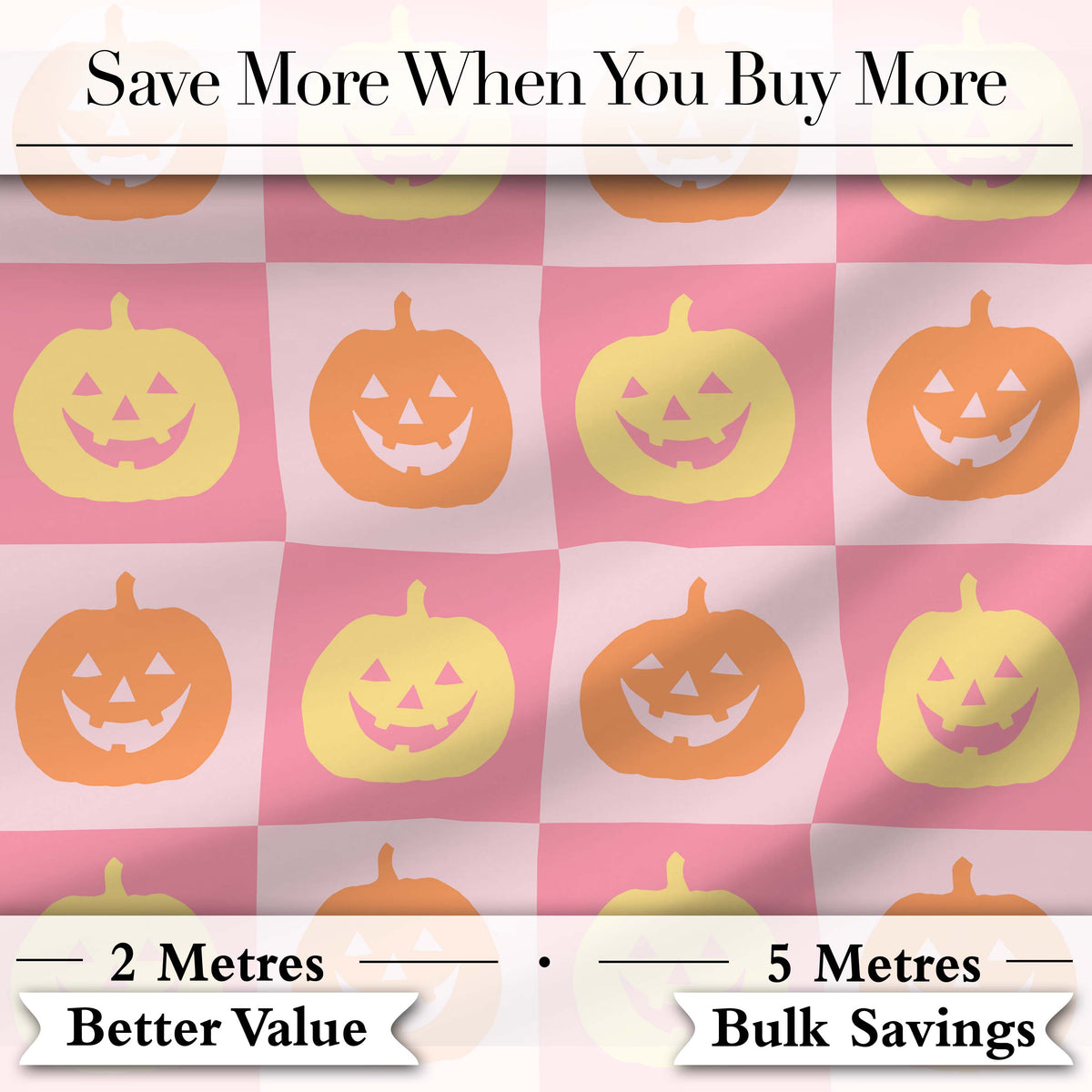 Cute Pumpkin Faces on Soft Pink Background Halloween Seamless Pattern Digital Print Fabric by the Metre UK Sewing Quilting Textile